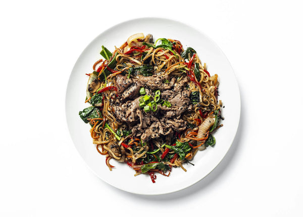 Stir Fried Teriyaki Rice Noodles with Ribeye Bulgogi - Whole Body Fuel
